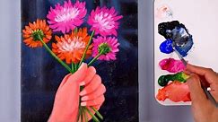 How to paint Flowers | Acrylic Painting | Easy For Beginners