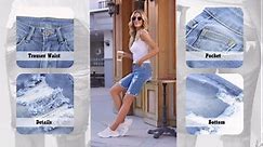 Blibea Bermuda Jean Shorts for Women Casual Mid Rise Ripped Distressed Denim Shorts Sky Blue Size 8