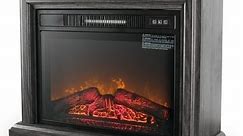 BELLEZE 1400W Electric Fireplace Insert Freestanding Glass, Gray - standard - Bed Bath & Beyond - 24226654