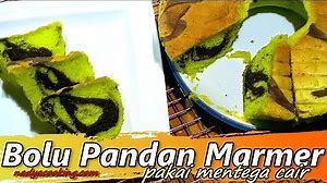 Resep Kue Bolu Pandan Marmer menggunakan Mentega cair tanpa Santan