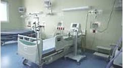 Empty medical beds in the hospital ward, Modern medical intensive...