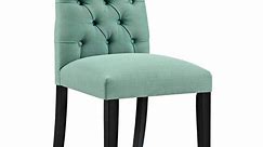 Modway Duchess 21.5" Button Tufted Polyester Fabric Dining Chair in Laguna Green