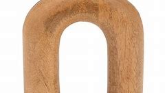 6"Lx2"Wx6"H, Wood Horseshoe Vase, Brown. Crafted with Mango Wood, Decorative Vase with Rustic Charm for Your Home or