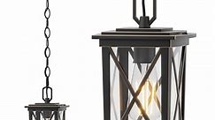 Meluaim Outdoor Pendant Light Fixture, Hanging Porch Lights Adjustable Chain,with Anti-Rust Aluminum Frame,Hanging Lantern for Front Door Ceiling Entry Porch