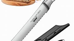 Orblue Serrated Bread Knife with Upgraded Stainless Steel Razor Sharp Wavy Edge Width - Bread Cutter Ideal for Slicing Homemade Bagels, Cake (8-Inch Blade with 5-Inch Handle)