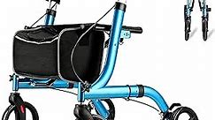 Foldable All Terrain Walker for Senior with Seat, Lightweight Aluminum Rollator Walker with Seat, Rolling Walker with Adjustable Handles, Rollator Walker with Seat for Senior/Adult by SOUHEILO