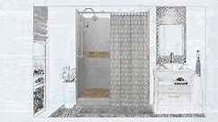 American Bath Factory Newport Freedom Grand Hinged 42 in. x 60 in. x 80 in. Center Drain Alcove Shower Kit in Wet Cement and Satin Nickel AFGH-6042WN-CD-SN