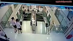 A woman gets "eaten" by an escalator at a mall in China