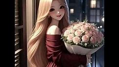 cartoon Girls Dp photos with flower /cartoons dp for Girls picture /love /image /