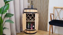 Bottle rack, wooden barrel with bottle door, light oak color, extendable wine deckchair 🥂 80x50cm