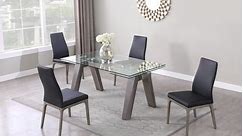 Somette Modern Dining Table with Extendable Glass Top & Solid Wood Legs - Bed Bath & Beyond - 34825140