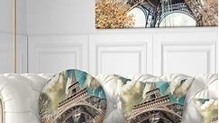 Designart 'Street View of Paris Eiffel Tower' Cityscape Digital Throw Pillow - Bed Bath & Beyond - 20890128