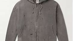 SAINT MXXXXXX Distressed Cotton-Jersey Zip-Up Hoodie for Men | MR PORTER