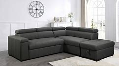 Abbyson Miami Dark Grey Stain-Resistant Fabric Storage Sectional with Pullout Bed - Bed Bath & Beyond - 35490995
