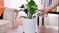 Plant Pot Indoor - 8 inch Ceramic Planters Modern Black Flower Pot with Drainage Hole and Plug