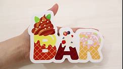 6 Pack Ice Cream Table Decorations Wooden Ice Cream Party Decorations Ice Cream Table Centerpieces Ice Cream Bar Sign Decorations for Birthday Party, Baby Shower, Ice Cream Social
