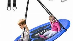 PRINIC 43" 700LBS Saucer Tree Swing for Kids, Waterproof Flying Saucer Swing with Swivel, Hanging Straps, Adjustable Ropes, Round Mat Spinner Swing for indoor/playground swing set