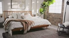 Wooden Spindle Bed Frame - Rustic Bed Frame with Spindle Headboard, Solid Wood Bed Frame with Tapered Legs, Wooden Platform Bed Frame for Living Room (Black)