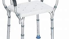 OasisSpace Heavy Duty Shower Chair with Back - Bathtub Chair with Arms for Handicap, Disabled, Seniors & Elderly - Adjustable Medical Bath Seat Handles - Non Slip Tub Safety