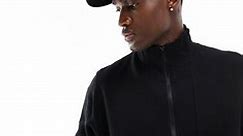 ASOS DESIGN oversized half zip funnel neck sweatshirt in black | ASOS