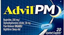 Advil PM Ibuprofen Sleep Aid Pain and Headache Reliever, 200 Mg Coated Caplets, 20 Count