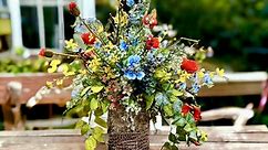 Sped up video of me designing a Spring and Summer Farmhouse Floral Arrangement.