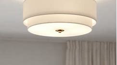 Burnaby Mid-Century Modern Ceiling Mount Light White Linen Drum Shade - Bed Bath & Beyond - 37122193
