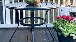 Outdoor Patio Dining Table All-Weather Round Metal Bistro Table with Umbrella Hole for Backyard Lawn Garden - Bed Bath & Beyond - 32856594