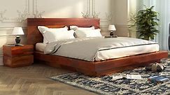 Buy Florian Low Floor Solid Wood Double Bed Without Storage (Queen Size, Honey Finish) at 24% OFF Online | Wooden Street
