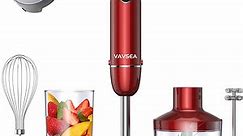 VAVSEA 1000W 5-in-1 Immersion Hand Blender, 12 Speed Stick Blender with Mixing Beaker (22oz) Stainless Steel with Chopper Bowl, Milk Frother, Egg Whisk, 600ml Beaker