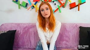 Real Teens - Blue Eyed Ginger Teen Scarlet Skies Demonstrates Her Skills In Her First Porn Casting
