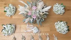🌾🌸Boho bouquet made with dried & artificial 1 bridal bouquet 7 gyp bridesmaid bouquets 1 flower girl gyp wand 1 groom buttonhole 10 mens buttonholes | ELYN Boutique UK-Faux Wedding Flowers & Venue Styling
