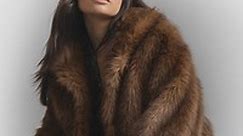 Long Faux Fur Coat Brown