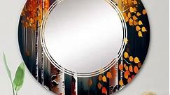 Designart 'Autumn Birch Trees Forest II' Printed Landscape Forest Wall Mirror - Bed Bath & Beyond - 37849956
