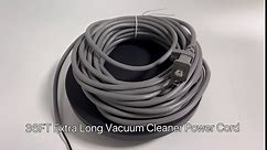 36ft Upright Vacuum Cleaner Replacement Cord for Shark Bissell Hoover Electrolux Eureka Sanitaire Kenmore AC Gray Extension Cord