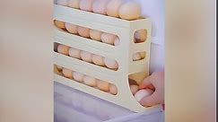 Four-Layer Egg Storage Rack, Auto Rolling Fridge Egg Organizer, Refrigerator Egg Storage Box,4 Tier Rolling Egg Holder Dispenser (2 PCS White)