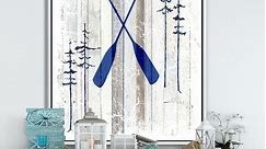 Designart "The Blue Moose - Oars" Cottage Framed Canvas Wall Art - Bed Bath & Beyond - 28804834