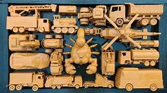 cleans toys, hellycopter, scorpion, fire truck, excavator, jeeps monster, bulldozer