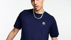 adidas Originals - Trefoil Essentials - T-shirt à petit logo trèfle - Bleu marine | ASOS