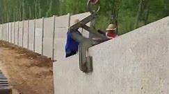 Process of building cement fence in rows