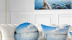 Designart 'Small Wooden Boat and Tree Trunk' Seashore Throw Pillow - Bed Bath & Beyond - 20944670