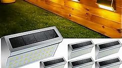 Solar Outdoor Deck Lights: 10Pack 30LED Fence Solar Step Outside Lights Waterproof,Stainless Steel Outdoor Stair Fence Porch Lights Lamp Solar Powered for Wall Outside Garden Pool Balcony