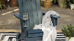 Walker Edison Solid Wood Outdoor Folding Adirondack Chair - Navy Blue Wash
