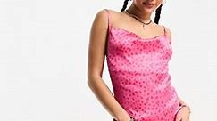 Heartbreak satin cowl neck mini dress in pink ditsy floral print | ASOS