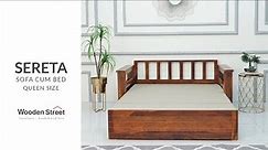Sereta Sofa Cum Bed (Queen Size, Honey Finish) | Latest Sofa Cum Bed Designs | WoodenStreet | 2023
