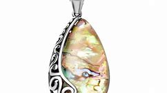Shop LC Abalone Shell Necklace Pendant Fashion Jewelry Birthday Mothers Day Gifts for Mom for Her 20" in Black Oxidized Stainless Steel