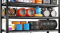 REIBII 48.2''W Garage Shelving Heavy Duty Loads 3010LBS Garage Storage Shelves Heavy Duty Shelving 5 Tier Adjustable Metal Shelving for Storage Rack Industrial Utility Shelf 48.2''W X72''HX 24.5''D