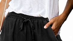ONLYSHE Women Cotton Elastic Waist Loose Lounge Shorts with Pockets Workout Yoga Sweat Shorts Active Pocketed Shorts