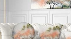 Designart 'Trees with Flowers Near River' Landscape Printed Throw Pillow - Bed Bath & Beyond - 20947516