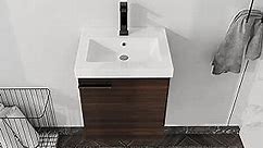 Bathroom Vanity with Sink 18 Inch, Modern Floating Single Sink Bathroom Vanities Set, Soft Close Bathroom Cabinet (CAW, 15 * 18 * 21)